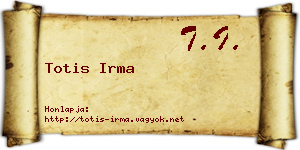 Totis Irma névjegykártya
